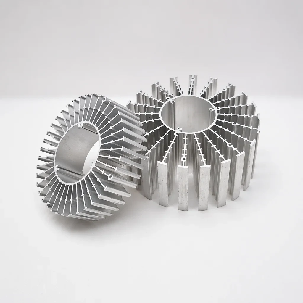 Radial-finned heat-sink sections — catalog reference photograph